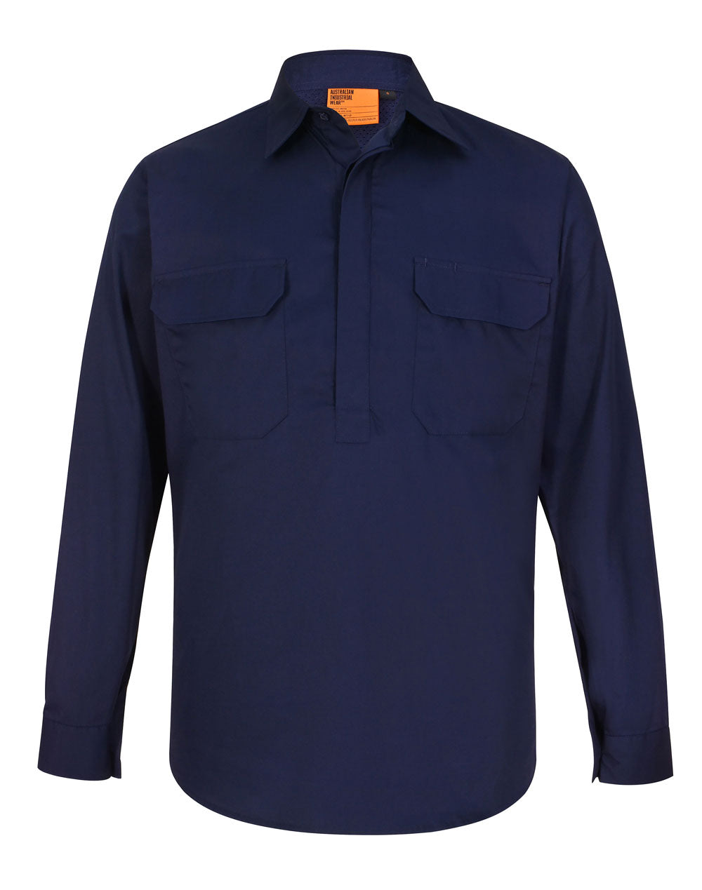 Unisex Cool Breeze Closed Front Ls Work Shirt - Navy
