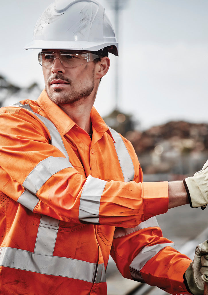 Mens Hi Vis X Back NSW Rail Taped Shirt