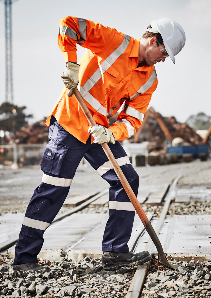 Mens Hi Vis X Back NSW Rail Taped Shirt