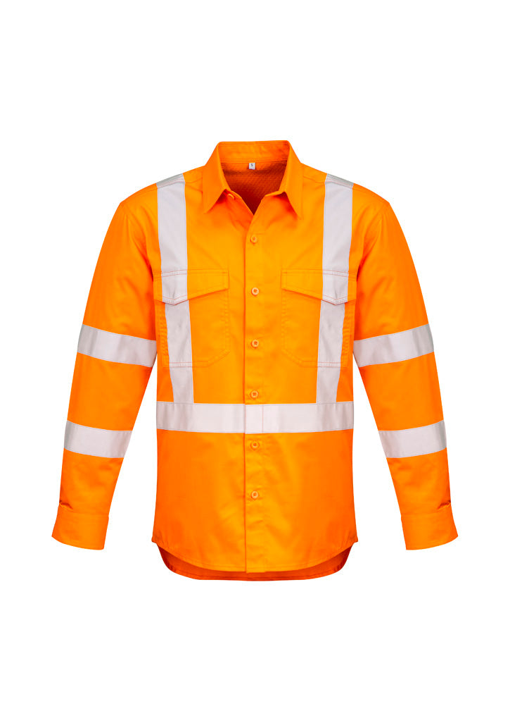 Mens Hi Vis X Back NSW Rail Taped Shirt